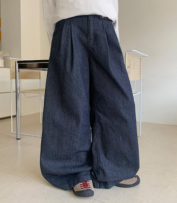 Todaki Raw Pintuck Wide Denim Pants